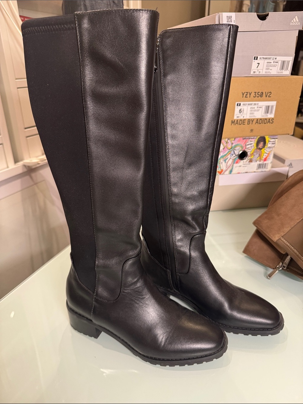 Blondo Black Tall Riding Boots with Stretch Panel